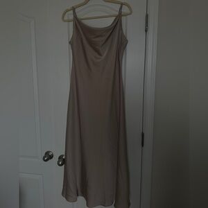Satin Midi tan slip dress